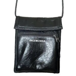 Authentic Balenciaga Black w gold logo  Leather crossbody/Belt Bag